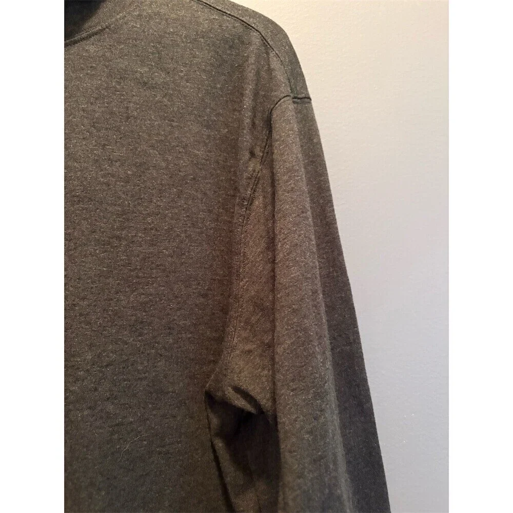 Lands' End Super-T Men's T-Shirt Size 2XL Dark Gray Heather Mock Neck Fisherman - Picture 3 of 7